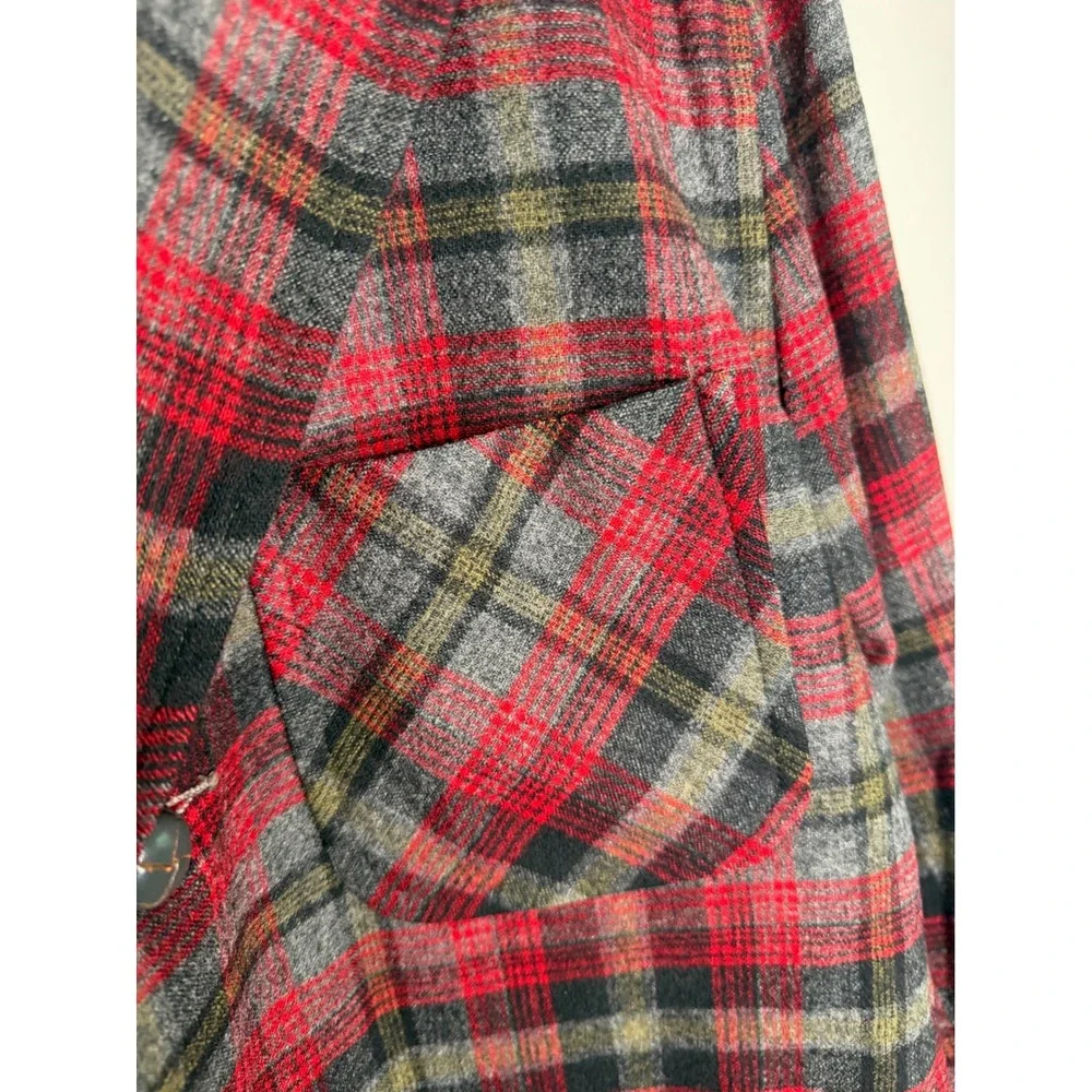 Vintage 60s 70s Pendleton Wool Blazer Mens Small Red Plaid 3 Button Patch Pocket